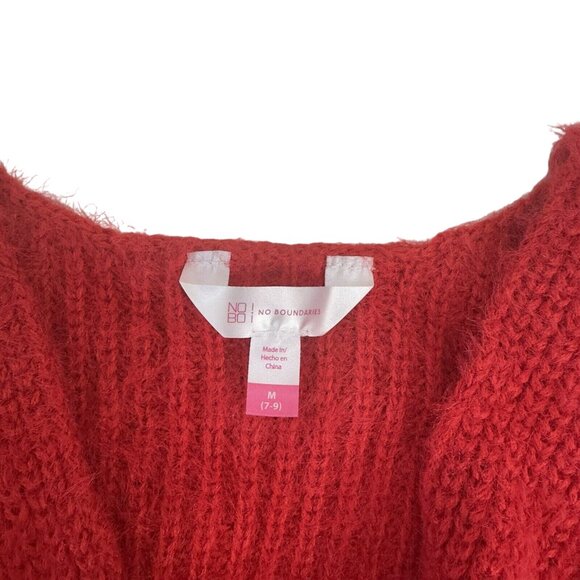 NOBO No Boundaries Women SZ M (7-9) Red Twisted Pearl Ribbed Crop Sweaters - Picture 8 of 11
